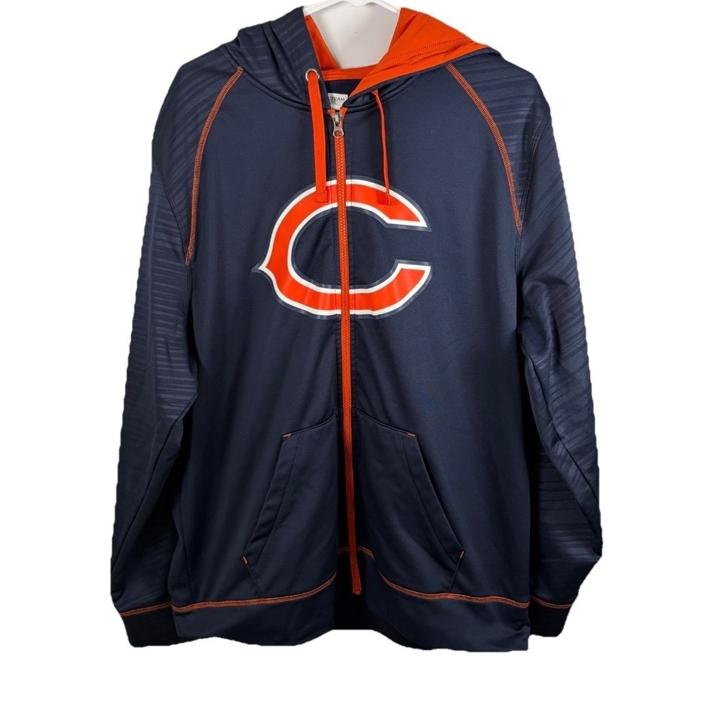 NFL Team Apparel Chicago Bears Mens XL Full Zip Hoodie Navy Blue TX3 Warm Logo